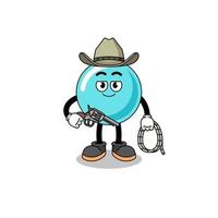 mascotte de personnage de bulle en tant que cow-boy vecteur