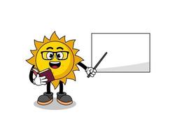 dessin animé de mascotte de professeur de soleil vecteur
