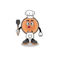 mascotte, illustration, de, tronc bois, chef cuisinier vecteur