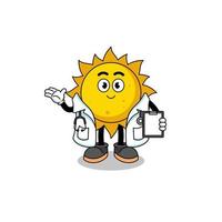 mascotte de dessin animé du médecin du soleil vecteur