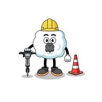 caricature de personnage de cloud travaillant sur la construction de routes vecteur