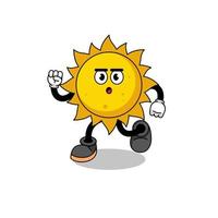 illustration de mascotte de soleil en cours d'exécution vecteur