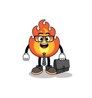 mascotte de feu en tant qu'homme d'affaires vecteur