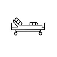 lit de patient hôpital médical instrument dessiné à la main ligne organique doodle vecteur