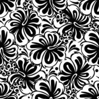 fond de fleurs vectorielles motif floral noir et blanc sans couture vecteur