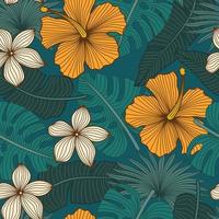 motif floral sans couture avec des feuilles. fond tropical vecteur