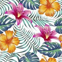 motif floral sans couture avec des feuilles. fond tropical vecteur