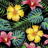 motif floral sans couture avec des feuilles. fond tropical vecteur