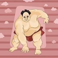 lutteur de sumo japonais dans une pose traditionnelle. grand gars en colère prêt à lutter. sports traditionnels japonais. vecteur