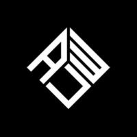 création de logo de lettre auw sur fond noir. auw concept de logo de lettre initiales créatives. conception de lettre auw. vecteur