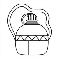 icône de ballon noir et blanc de vecteur isolé sur fond blanc. illustration de bouteille d'eau de contour portable. conteneur pour le tourisme actif de plein air. photo de pot touristique en ligne