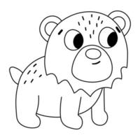 vecteur ours noir et blanc. icône de ligne d'animaux de bois drôle. illustration de contour de forêt mignon pour les enfants isolés sur fond blanc.