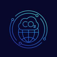 gaz co2, icône de vecteur de ligne de pollution au dioxyde de carbone
