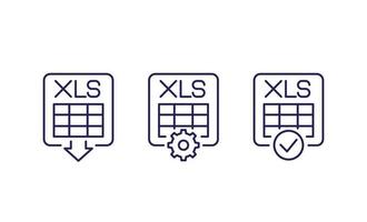 télécharger les icônes de ligne de document xls sur blanc vecteur