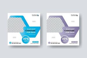 conception de modèle de bannière de flyer carré de publication de médias sociaux d'entreprise de vente de meubles vecteur