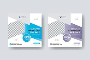 conception de modèle de bannière de flyer carré de publication de médias sociaux d'entreprise de vente de meubles vecteur