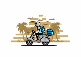 l'homme part en vacances en scooter illustration vecteur