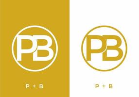 couleur jaune et blanche de la lettre initiale pb vecteur
