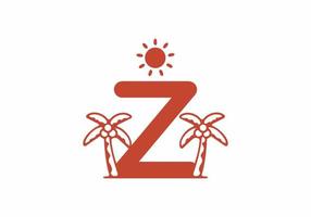 z lettre initiale avec cocotier et soleil vecteur