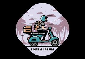 l'homme part en vacances en scooter illustration vecteur