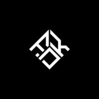 création de logo de lettre fdk sur fond noir. concept de logo de lettre initiales créatives fdk. conception de lettre fdk. vecteur