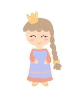princesse dessinée à la main avec une longue tresse. illustration vectorielle pour livre pour enfants, carte postale, magazine. vecteur
