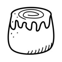 pâtisseries sucrées, brioche à la cannelle avec glaçage sinabon, illustration vectorielle. vecteur