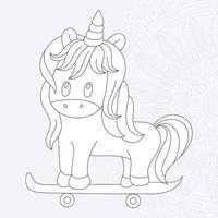 coloriage de licorne pour les enfants vecteur