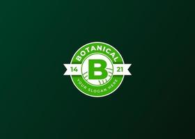 logo botanique lettre initiale b avec un badge circulaire vecteur