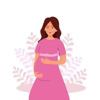 femme enceinte, illustration vectorielle, concept de santé et de soins de grossesse vecteur