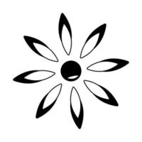 fleur de marguerite abstraite, illustration vectorielle noir et blanc sur fond blanc vecteur