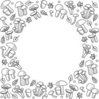 vecteur d'icônes de champignons de style doodle. illustration de cèpes, chanterelles, agaric au miel, champignons, champignons trembles et russula
