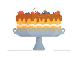 illustration vectorielle d'un gâteau maison festif. gâteau éponge isolé pour la célébration des vacances. vecteur