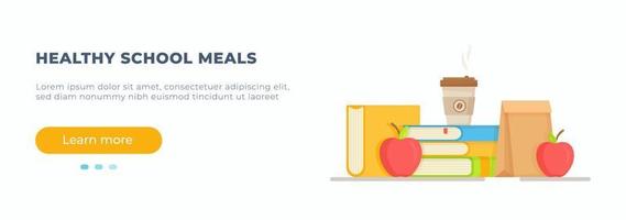 illustration vectorielle d'une collation à l'école. des repas scolaires sains pour les enfants et les étudiants. petit-déjeuner scolaire. vecteur