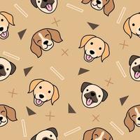 fond d'écran mignon de nombreux animaux de tête de chien avec motif chocolat design. vecteur