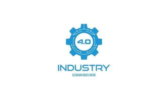 industrie 4.0 concept contrôle d'entreprise ou logo, usine mondiale et roue éclectique, concept de systèmes cyber-physiques, logo d'usine intelligente. vecteur