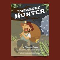 affiche du film d'aventure de chasseur de trésors vecteur