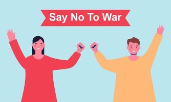 les gens sont contre la guerre. dire non à la guerre. illustration de la paix dans le monde vecteur