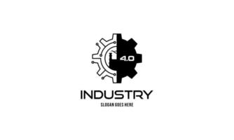 industrie 4.0 concept contrôle d'entreprise ou logo, usine mondiale et roue éclectique, concept de systèmes cyber-physiques, logo d'usine intelligente. vecteur