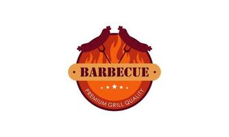 modèle de logo de barbecue créatif avec détails