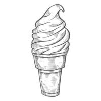 crème glacée restauration rapide croquis dessiné à la main isolé unique avec style de contour vecteur