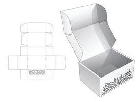 boîte à rabat en carton avec modèle de découpe au pochoir caché et maquette 3d vecteur
