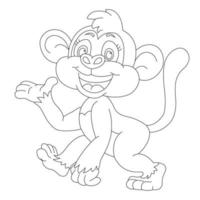 mignon petit singe aperçu coloriage pour enfants livre de coloriage animal dessin animé illustration vectorielle vecteur