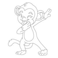 mignon petit singe aperçu coloriage pour enfants livre de coloriage animal dessin animé illustration vectorielle vecteur