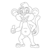 mignon petit singe aperçu coloriage pour enfants livre de coloriage animal dessin animé illustration vectorielle vecteur