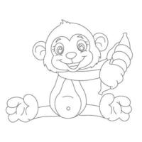 mignon petit singe aperçu coloriage pour enfants livre de coloriage animal dessin animé illustration vectorielle vecteur