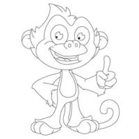 mignon petit singe aperçu coloriage pour enfants livre de coloriage animal dessin animé illustration vectorielle vecteur