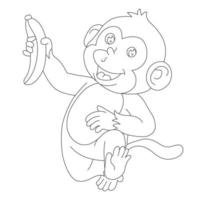 mignon petit singe aperçu coloriage pour enfants livre de coloriage animal dessin animé illustration vectorielle vecteur