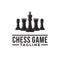 graphique vectoriel du jeu de logos du club d'échecs. illustration logo de tournoi de jeu de société emblème insigne classique vintage. icône de jeu tactique.