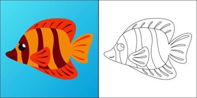 poisson d'eau salée adapté à l'illustration vectorielle de la page de coloriage pour enfants vecteur